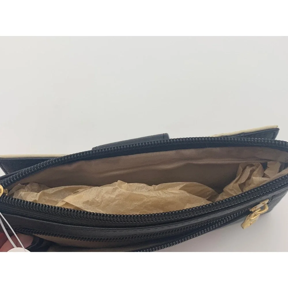 Relic Smartphone Friendly Wristlet Wallet Colorblock Black Brown‎ Cream